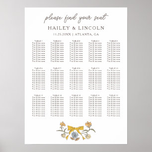 Poster Graphique de siège Mariage floral Rustique à mâcho