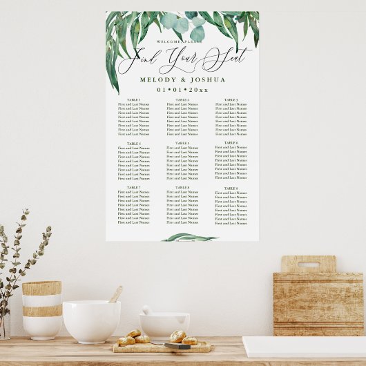 POSTER GRAPHIQUE DE SIÈGE VERTE EUCALYPTUS (Cuisine)