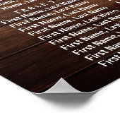 Poster Graphique de sièges à Mariage floral en bois rusti (Coin)