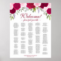 Graphique de sièges alphabétiques Rose de Boho ros