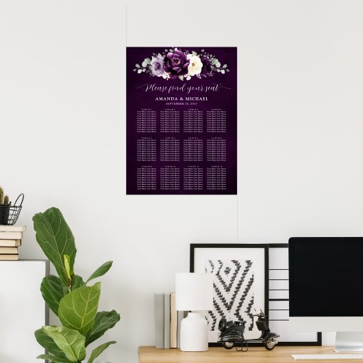 Poster Graphique de sièges blanc blanc de prune violette  (Bureau à domicile)