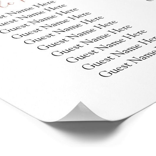 Poster Graphique de sièges de Mariage floral (Coin)