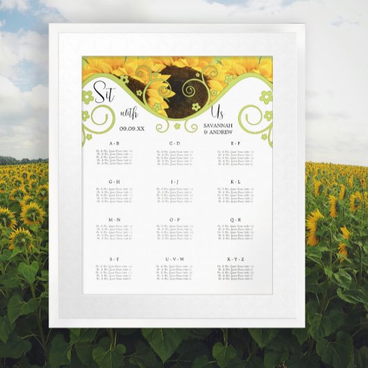 Poster Graphique de sièges de tournesol alphabétique