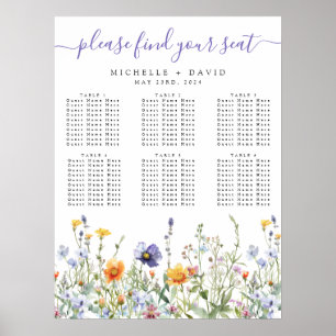 Poster Graphique de sièges du Mariage de champ fleur sauv