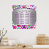 Poster Graphique de sièges floral moderne de couleur rose (Cuisine)