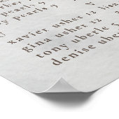 Poster Graphique de sièges Mariage alphabétique classique (Coin)