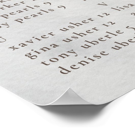 Poster Graphique de sièges Mariage alphabétique classique (Coin)