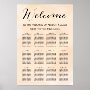 Poster Graphique de sièges Mariage Apricot Aquarelle Flus