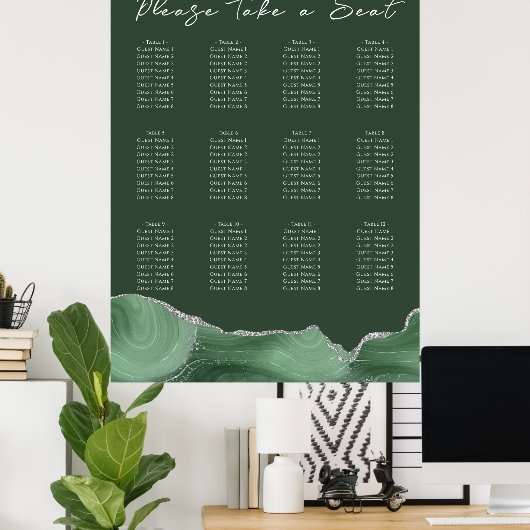 Poster Graphique de sièges Mariage d'âge en argent vert S (Bureau à domicile)