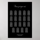 Poster Graphique de sièges Mariage de 19 tables en noir é (Devant)