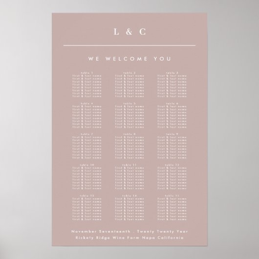 Poster Graphique de sièges Mariage de couleur rose foncé (Devant)