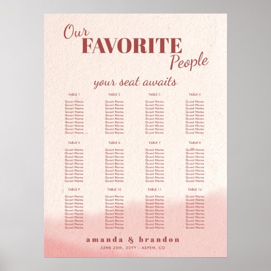 Poster Graphique de sièges Mariage de script en gras et e (Devant)