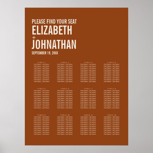 Poster Graphique de sièges Mariage de typographie simple  (Devant)