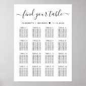 Poster Graphique de sièges Mariage élégant de 16 tables (Devant)
