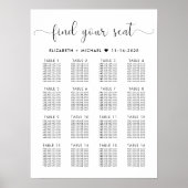 Poster Graphique de sièges Mariage élégant de 16 tables (Devant)