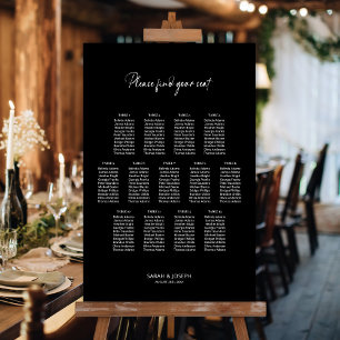 Poster Graphique de sièges Mariage élégant noir 13 Table