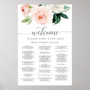 Poster Graphique de sièges Mariage en fleurs blanches 24x