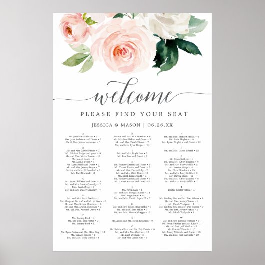 Poster Graphique de sièges Mariage en fleurs blanches 24x (Devant)