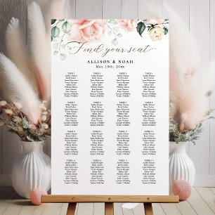 Poster Graphique de sièges Mariage en fleurs roses blanch