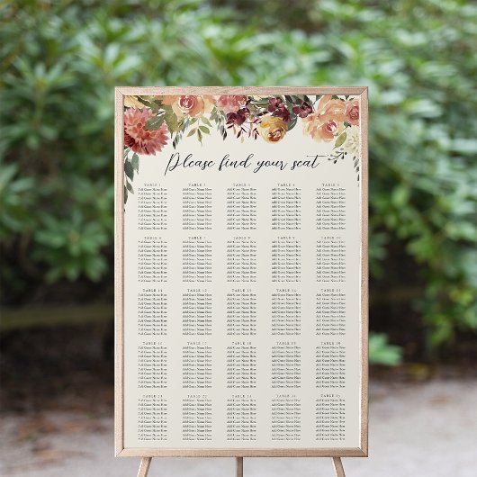 Poster Graphique de sièges Mariage Floral XL en fleurs ru