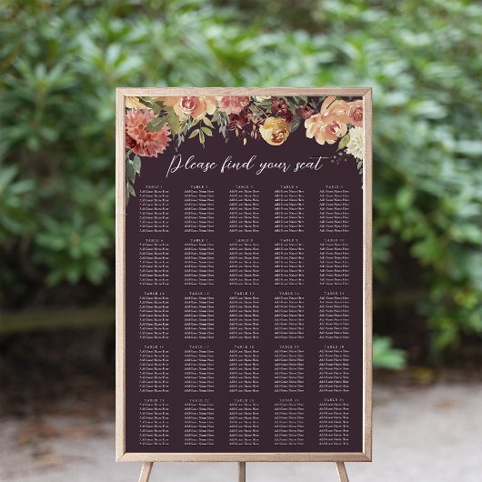 Poster Graphique de sièges Mariage Floral XL en fleurs ru