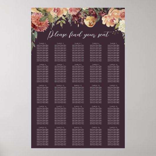 Poster Graphique de sièges Mariage Floral XL en fleurs ru (Devant)