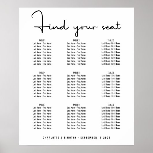 Poster Graphique de sièges Mariage minimal en gras (Devant)