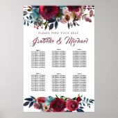 Poster Graphique de sièges Mariages à 6 tables en fleurs  (Devant)
