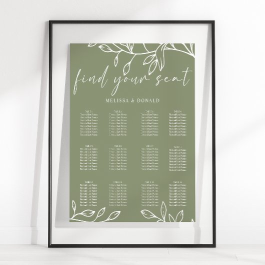 Poster Graphique de sièges Mariages floraux du Boho vert