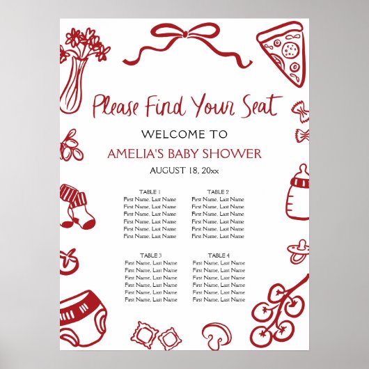 Poster Graphique de sièges pour pizza italienne moderne d (Devant)
