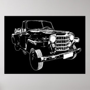 Poster Graphique de style gabarit de voiture classique
