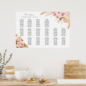 Poster Graphique de table bohème floral Herbe des Pampas (Cuisine)
