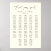 Poster Graphique de table couleur ivoire et taupe Script (Devant)