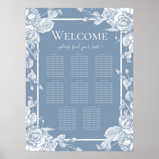 Poster Graphique de table de 8 places assises pour 10 per (Devant)