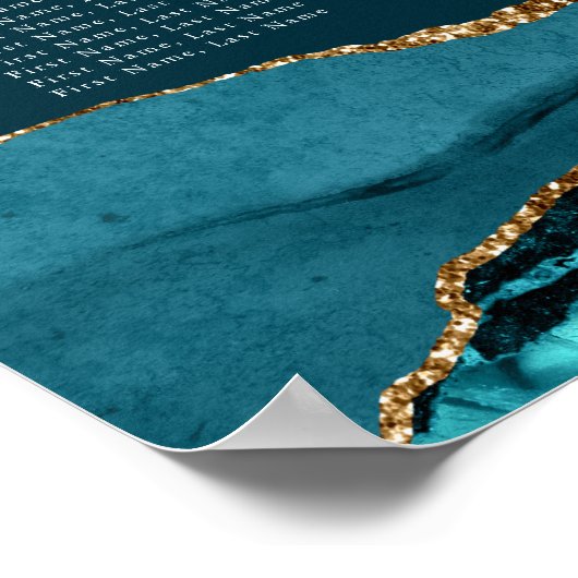 Poster Graphique de table de fête chic sarcelle or agate (Coin)