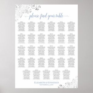 Poster Graphique de table de mariage 29 Table Silver Curl