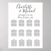 Poster Graphique de table de mariage à signature noir et (Devant)