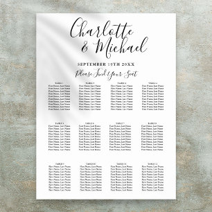 Poster Graphique de table de mariage à signature noir et