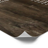 Poster Graphique de table de Mariage campagnard rustique (Coin)