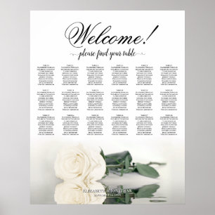 Poster Graphique de table de mariage élégant Rose blanche