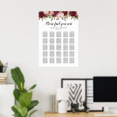 Poster Graphique de Table de Mariage Floral Bourguignon R (Bureau à domicile)
