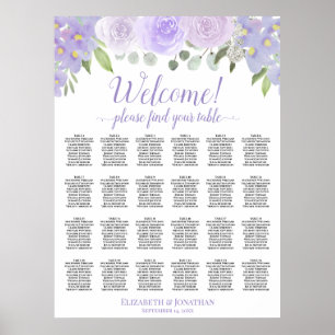 Poster Graphique de table de mariage floral lavande 24