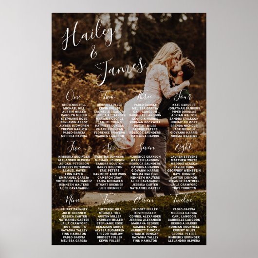 Poster Graphique de Table de Mariage Moderne Photo Élégan (Devant)
