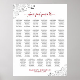 Poster Graphique de table de mariage Silver Frills 29 Rou