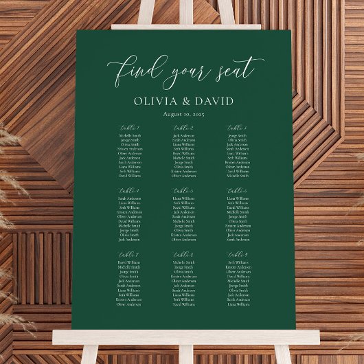 Poster Graphique de table de siège élégant émeraude 9