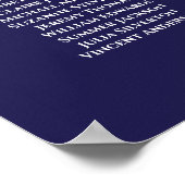 Poster Graphique de table élégant 16 mariage bleu marine (Coin)
