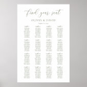 Poster Graphique de table élégant écriture vert sauge 16  (Devant)