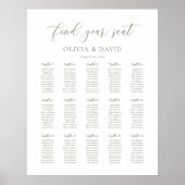 Poster Graphique de table élégant Script Vert Sauge 15 pl (Devant)