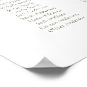 Poster Graphique de table élégant Script Vert Sauge 15 pl (Coin)
