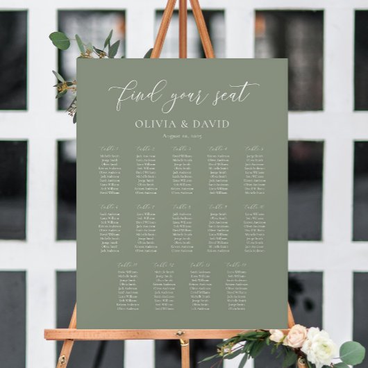 Poster Graphique de table élégant vert sauge 14
